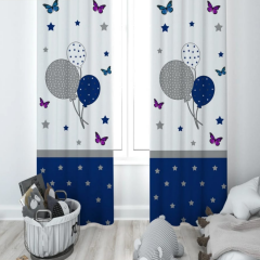 BEYAZ- LACİVERT BALONLU SÜNNET YAN FON PERDESİ
