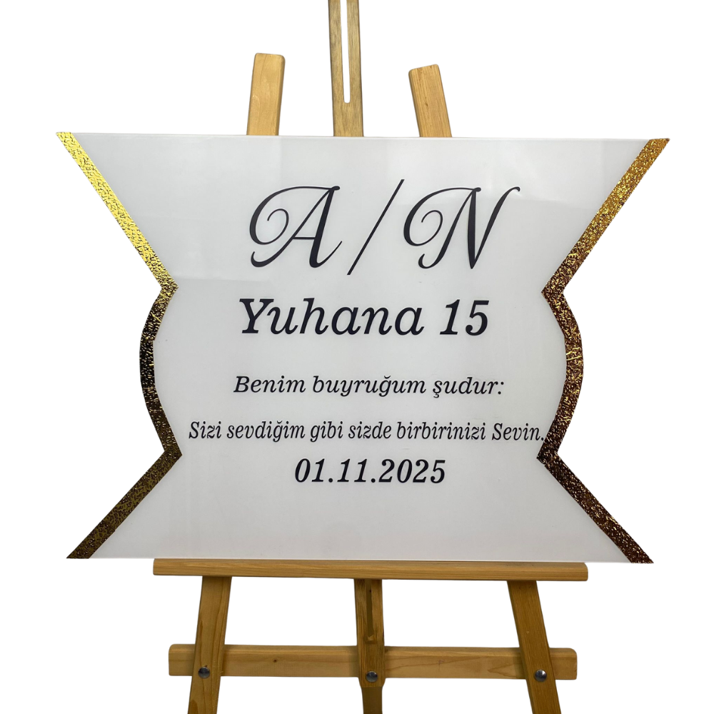 Karşılama Panosu, Gold-Beyaz