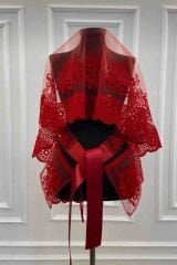 KIRMIZI OYA MODEL DUVAK YÜZ ÖRTÜSÜ SİMLİ TAKIM