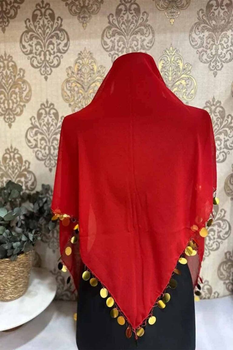 3 GEN KIRMIZI ŞİFON PULLU ŞAL DUVAK