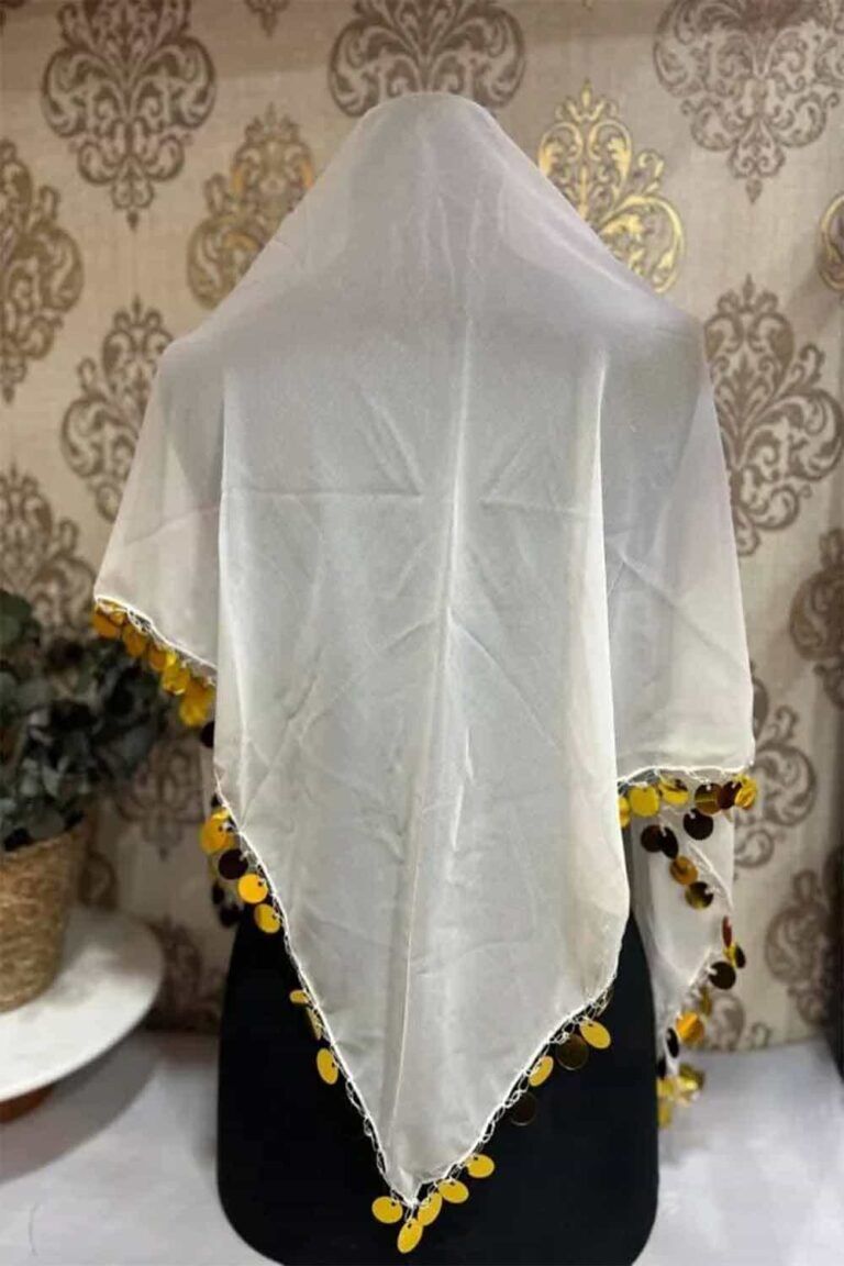 3 GEN KREM ŞİFON PULLU ŞAL  DUVAK