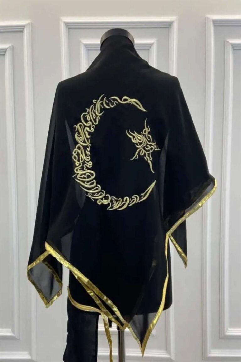 GOLD İŞLEMELİ ŞERİTLİ AYYILDIZ SİYAH DUVAK