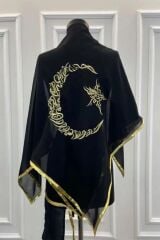 GOLD İŞLEMELİ ŞERİTLİ AYYILDIZ SİYAH DUVAK