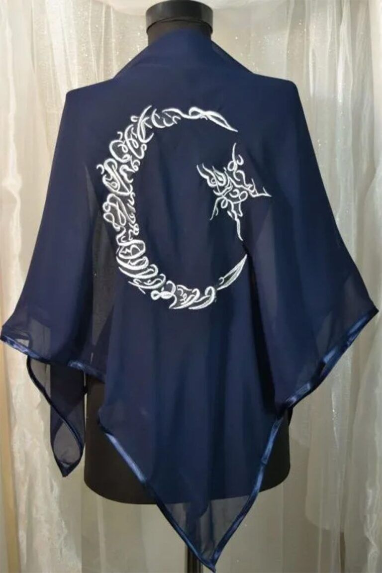 GÜMÜŞ İŞLEMELİ ŞERİTLİ AYYILDIZ LACİVERT DUVAK