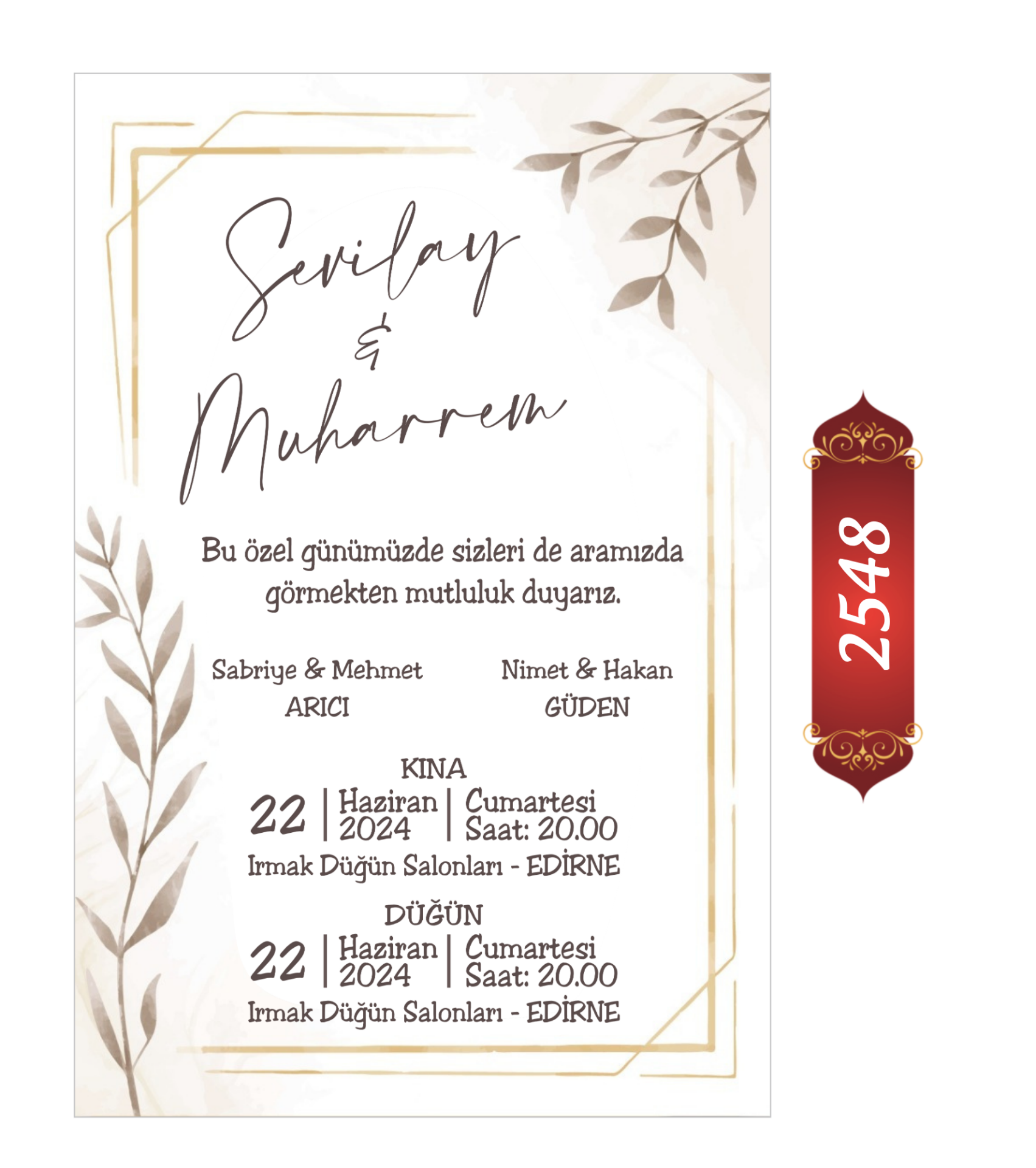 Düğün Nişan Davetiyesi ETD/EY 2548