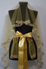 ELEGANS MODEL DUVAK YÜZ ÖRTÜSÜ GOLD 3’LÜ SET