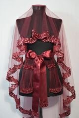 KENAR VİP MODEL DUVAK YÜZ ÖRTÜSÜ BORDO 3’LÜ SET