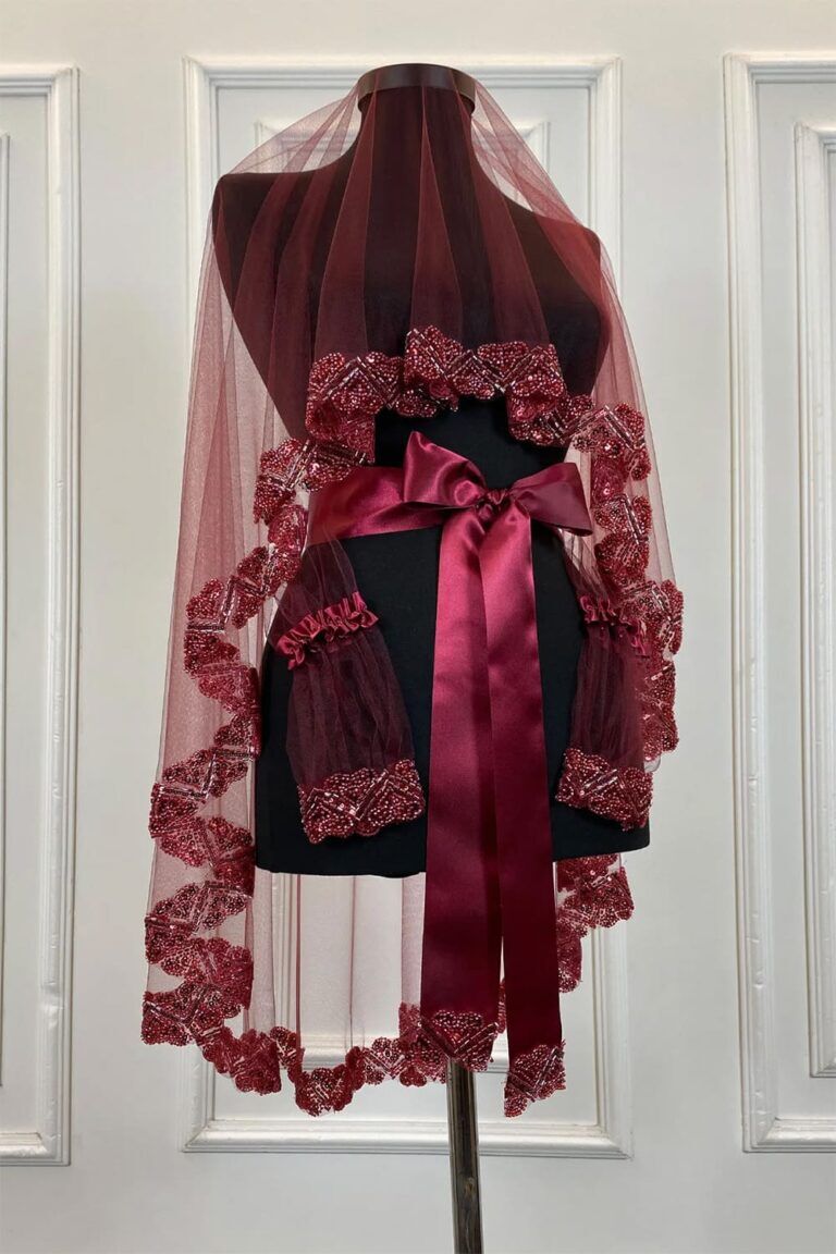 KALPLİ MODEL BORDO YÜZ ÖRTÜSÜ 3’LÜ SET KUTULU DUVAK