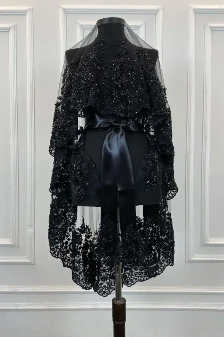 SİYAH AĞIR BONCUK İŞLEMELİ DUVAK TAKIM