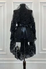 SİYAH AĞIR BONCUK İŞLEMELİ DUVAK TAKIM