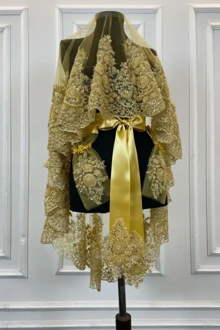 GOLD AĞIR BONCUK İŞLEMELİ DUVAK TAKIM