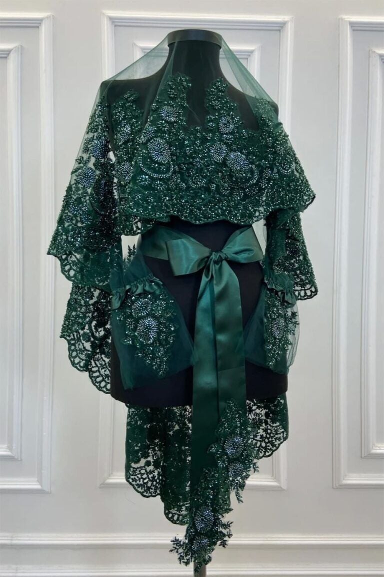 YEŞİL AĞIR BONCUK İŞLEMELİ DUVAK TAKIM