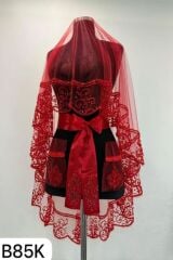 B85 KIRMIZI DUVAK YÜZ ÖRTÜSÜ 3’LÜ TAKIM