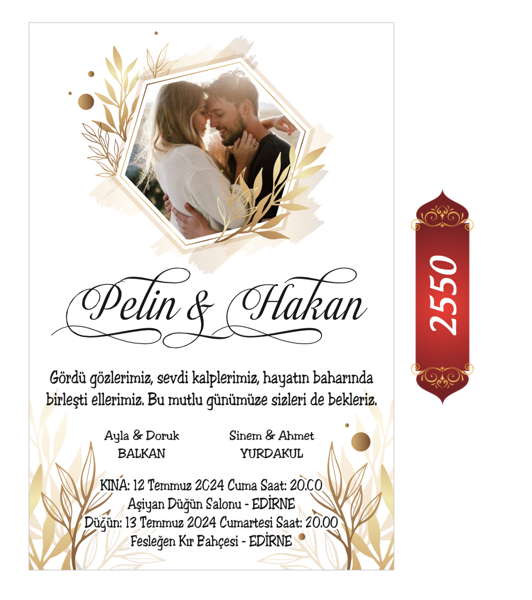 Düğün Nişan Davetiyesi ETD/EY 2551