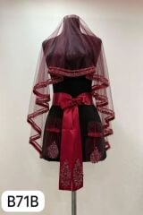 B71 BORDO DUVAK YÜZ ÖRTÜSÜ İNCİ İŞLEMELİ