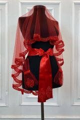 B60 KIRMIZI DUVAK YÜZ ÖRTÜSÜ TAÇ MODEL