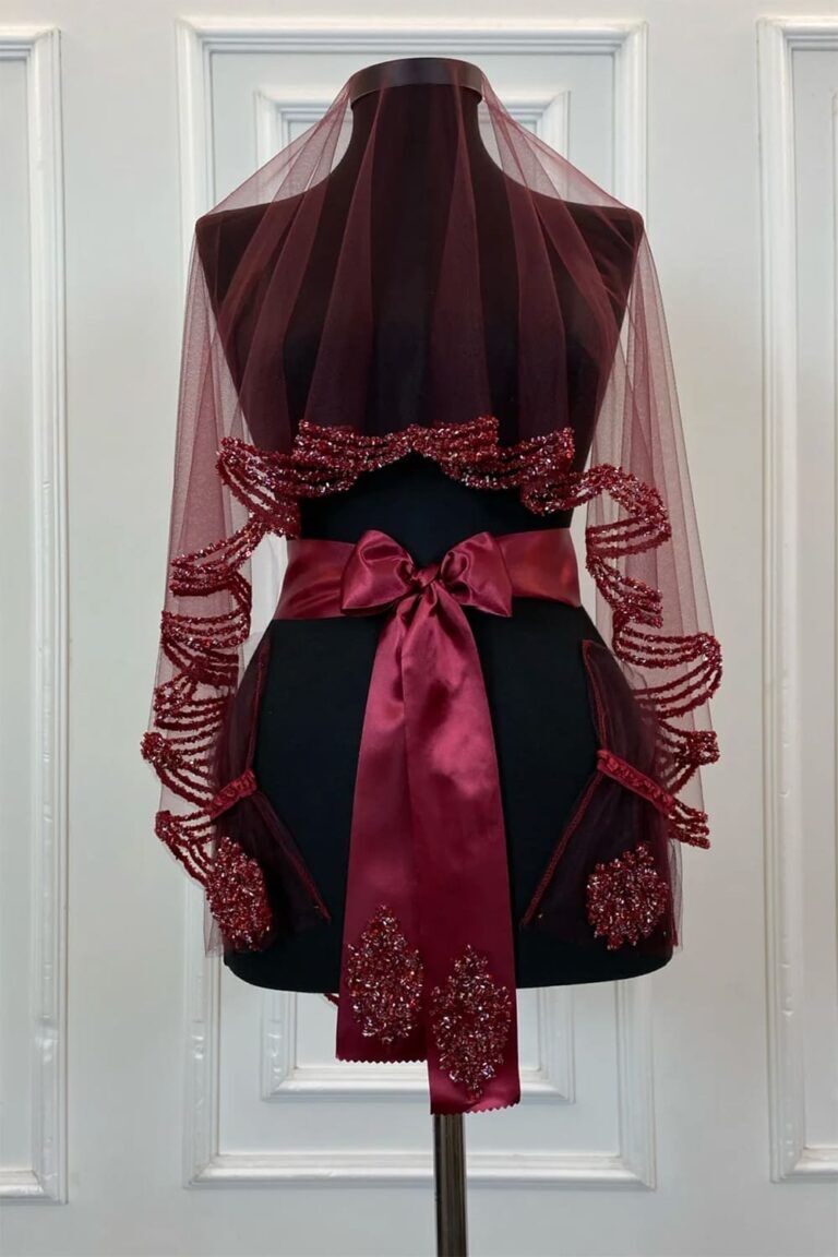 B60 BORDO DUVAK YÜZ ÖRTÜSÜ TAÇ MODEL