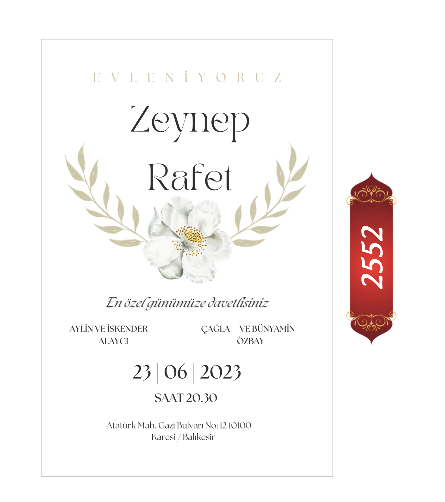 Düğün Nişan Davetiyesi ETD/EY 2552