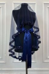 LÜKS YAPRAK MODEL KUTULU DUVAK YÜZ ÖRTÜSÜ LACİVERT 3’LÜ SET