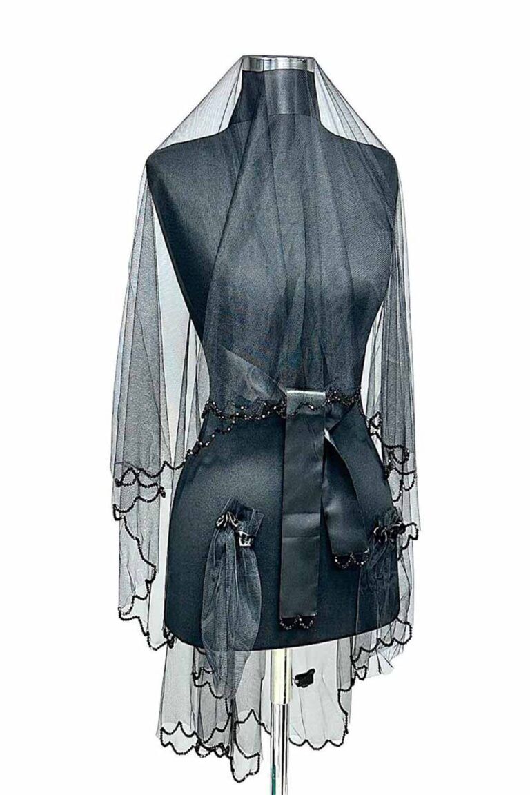 SİYAH KRİSTAL TAŞLI DUVAK YÜZ ÖRTÜSÜ 3’LÜ TAKIM