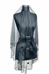 SİYAH KRİSTAL TAŞLI DUVAK YÜZ ÖRTÜSÜ 3’LÜ TAKIM