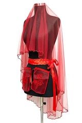 KIRMIZI KRİSTAL TAŞLI DUVAK YÜZ ÖRTÜSÜ 3’LÜ TAKIM