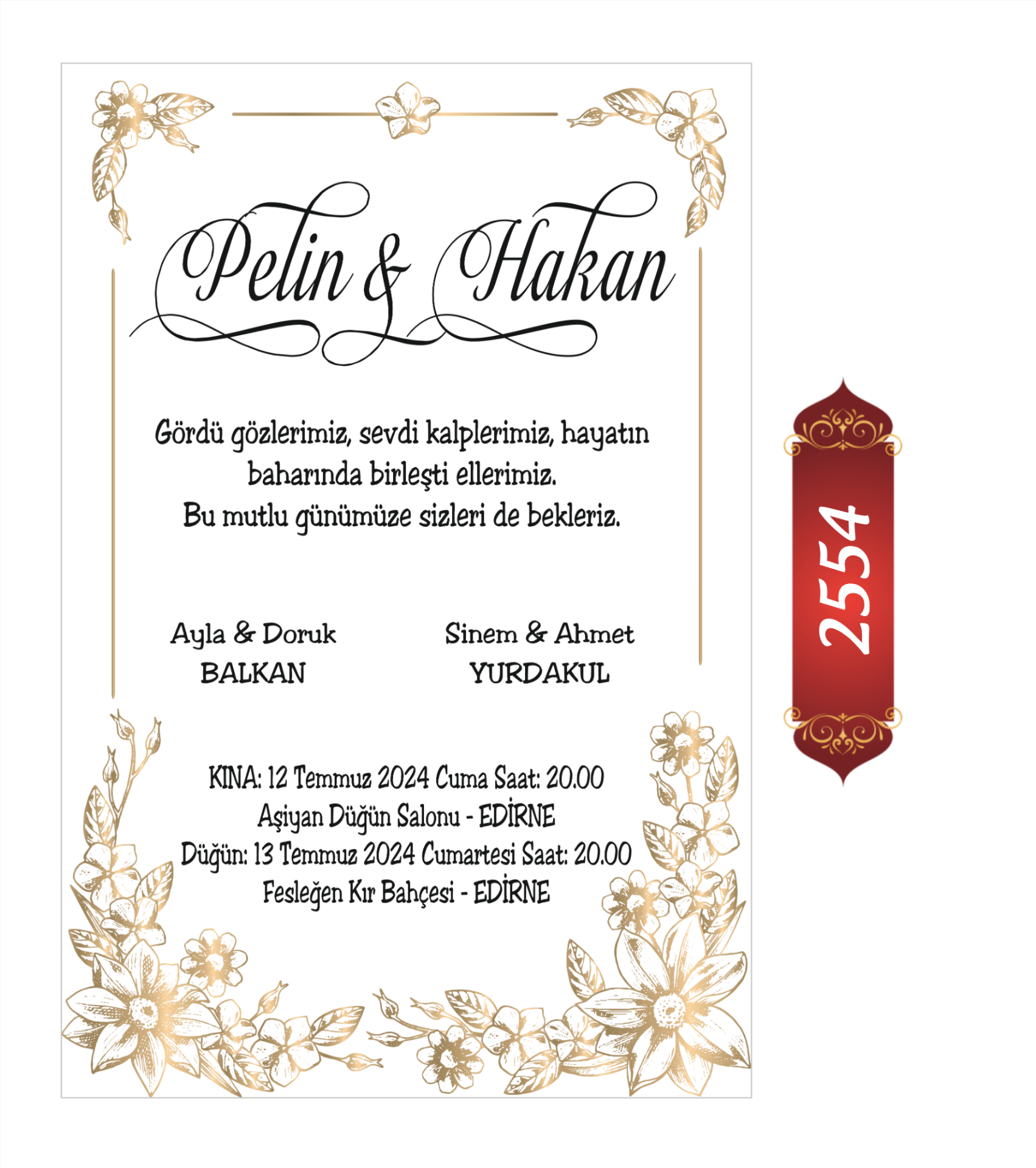 Düğün Nişan Davetiyesi ETD/EY 2554