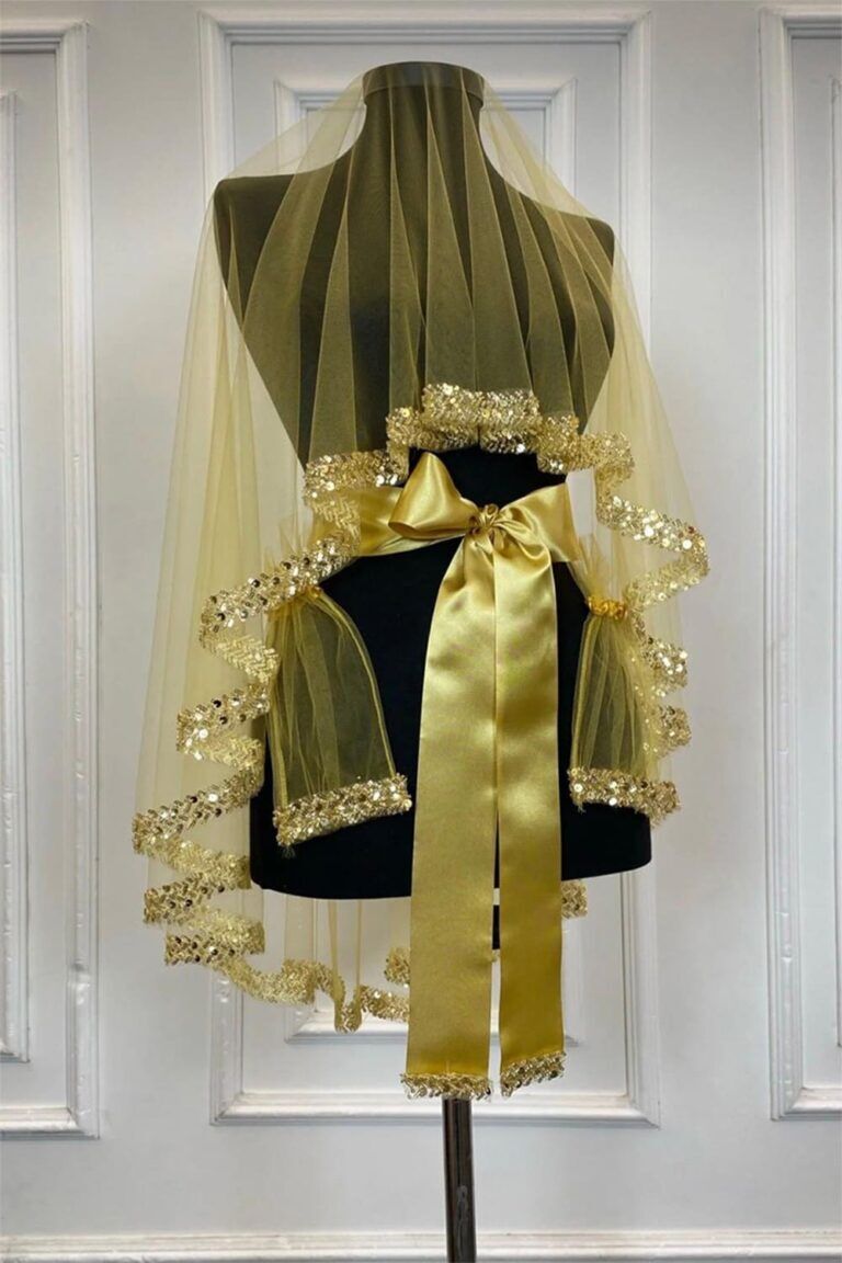 Gold Pul Payetli Boncuklu Model Duvak 3’lü Set