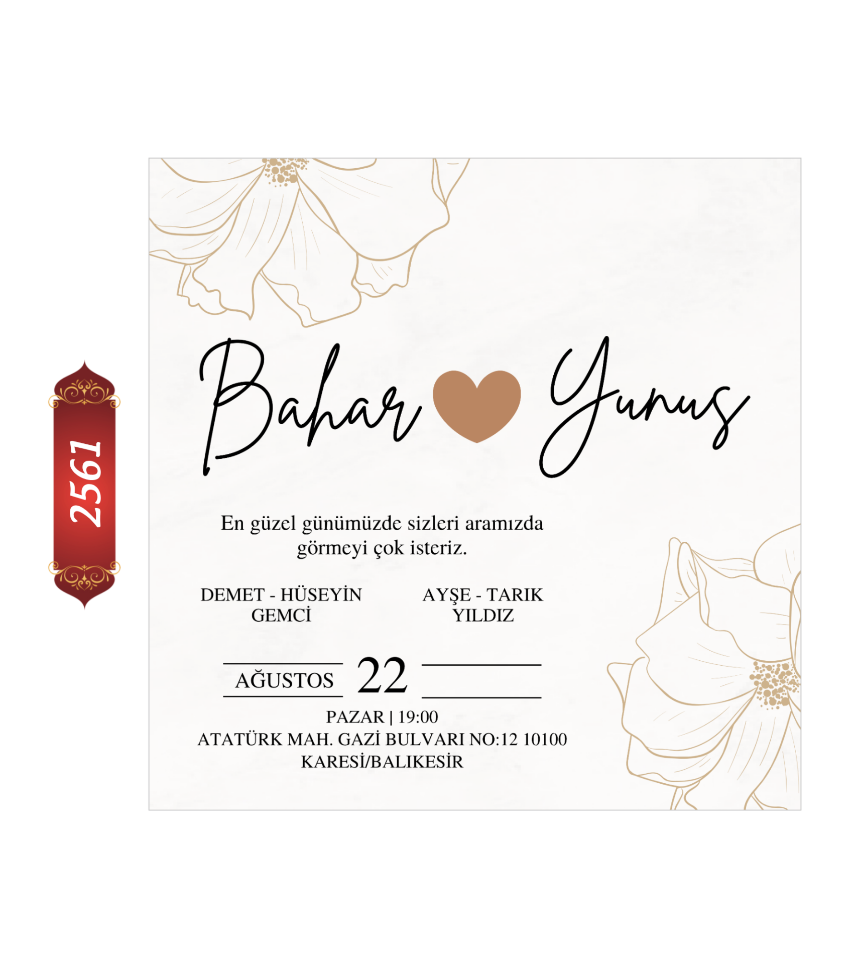 Düğün Nişan Davetiyesi ETD/EY 2561-1